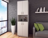 Dulap Alb Dormitor/Hol 4 Usi, 5 Rafturi, 60x37x196 cm, PAL Melaminat, Contemporan