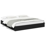 Cumpara ieftin Cadru de pat cu sertare negru 200x200 cm lemn prelucrat