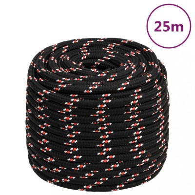 vidaXL Fr&amp;acirc;nghie de barcă, negru, 16 mm, 25 m, polipropilenă 152360 foto