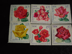 Serie timbre flora flori trandafiri plante Germania DDR nestampilate foto