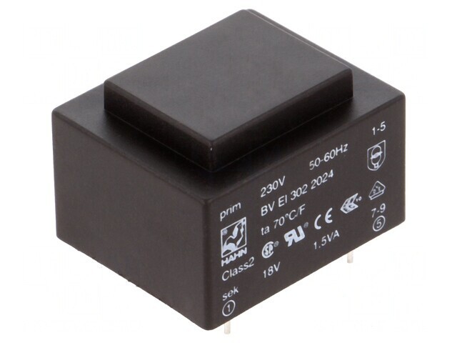 Transformator &icirc;ncapsulat 1,5VA 230V 18V 83mA PCB