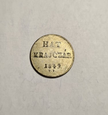 Hat Krajczar 6 Kreuzer 1849 NB Monetaria Baia Mare Piesa Frumoasa foto