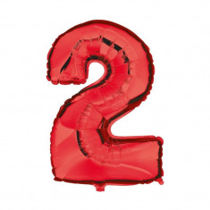 Balon folie cifra rosu metalizat, inaltime 35 cm, pentru aniversare model model 2 foto