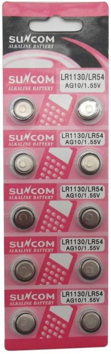 Set 10buc. blister Baterie tip buton 1.55V AG10/ LR54/ LR1130/ baterii alkaline