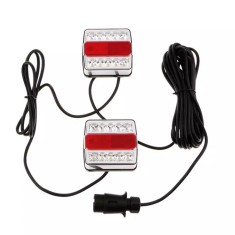 set 2 lampi led 12v cu prindere magetica si cablu 7.5m cu priza pentru remorca