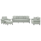 Cumpara ieftin Set canapea cu perne, 4 piese, gri deschis, catifea