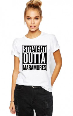 Tricou dama alb - Straight Outta Maramures - 2XL foto