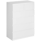 HOMCOM Comodă, Dulap de Depozitare cu 6 Sertare pentru Dormitor, Living, 80x39x115 cm, Alb | Aosom Romania