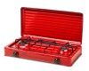 Plita gaz LDK ELS6698, 2 arzatoare, butelie, emailata, rosie, capac metalic, 60x30 cm