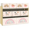 AIYAPLAY Etajeră Depozitare Jucării cu 3 Niveluri și 9 Cutii de Țesătură, Mobilier Depozitare Jucării, 93x30x70 cm, Galben | Aosom Romania