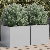 vidaXL Jardiniere Argintii 32x30x29cm, Set 2 Bucati, Otel Galvanizat, Ghivece Gradina Balcon Terasa
