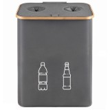 Cos pliabil reciclare SGR Sersimo 160 L, 2 compartimente, capac bambus, Negru