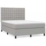 Cumpara ieftin Pat box spring cu saltea, gri deschis, 140x190 cm, textil