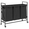 Cos de rufe 3 compartimente cu roti stejar negru, DKD Home Decor