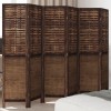 Paravan Decorativ 6 Panouri vidaXL, Lemn Paulownia Masiv, Maro Inchis, 215x160 cm, Pliabil, Stil Rustic