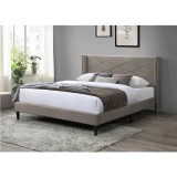 Pat tapitat KL Marta, 160x200 cm, cu suport de saltea inclus, tapiterie catifelata, maro