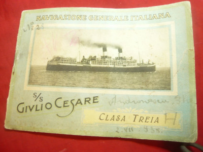 Ghid Turistic -Nava Croaziera 1938 Giulio Cesare Italia cl.III 12 pag. 1935 foto