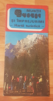 Muntii Bucegi si imprejurimi. Harta turistica Publiturism 1981 foto