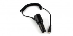 Incarcator auto cu cablu microUSB spiralat de 1m 5V-2A foto