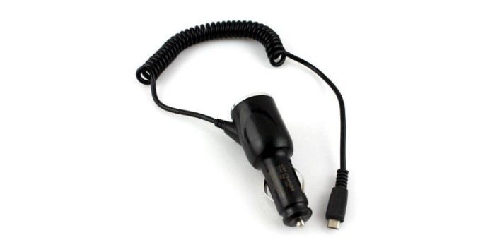 Incarcator auto cu cablu microUSB spiralat de 1m 5V-2A