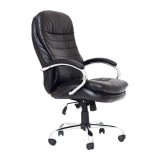 Scaun de birou directorial Valencia V, RONDI, piele ecologica, mecanism Anyfix, brate tapitate, negru