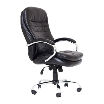 Scaun de birou directorial Valencia V, RONDI, piele ecologica, mecanism Anyfix, brate tapitate, negru foto