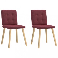 vidaXL Scaune de bucătărie, 2 buc., roșu vin, material textil