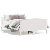 Cumpara ieftin Cadru de pat fara saltea, alb, 150x200 cm, lemn masiv pin