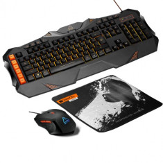 Kit Gaming 3 in 1 Leonof Canyon Tastatura RGB LED + Mouse Optic + Mouse Pad Black Grey foto