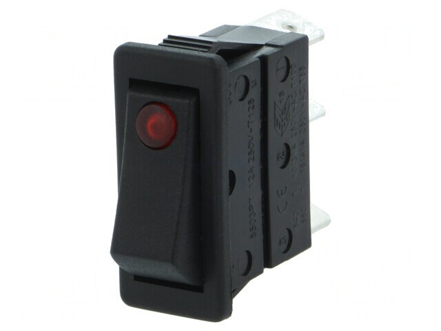 &Icirc;ntrerupător Rocker Negru ON-OFF cu Lumină Neon 16A 250V