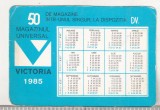 Bnk cld Calendar de buzunar - 1985 - Magazinul universal Victoria Bucuresti
