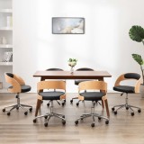 vidaXL Scaune pivotante, 6 buc. negru, lemn curbat &amp; piele ecologică