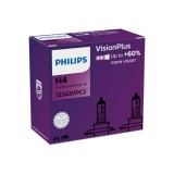 Set 2 Becuri Far Philips H4, 60/55W, 12V, Halogen, Vision Plus, Lumina Alba, Auto, Cutie
