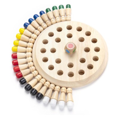 Joc educativ de memorie pentru copii si familie, tabla din lemn 16 cm, interactiv, 6 culori, +4 ani foto