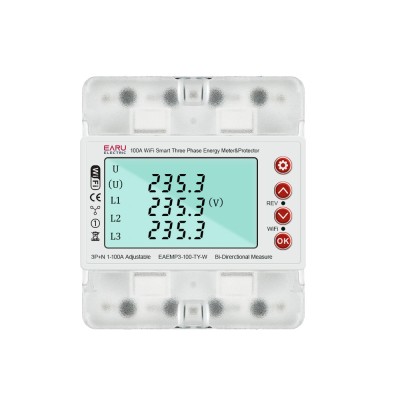 Contor trifazic bidirectional inteligent EARU EAEMP3-100-TY-W, 100A, pentru panouri fotovoltaice, protectie subtensiune, supratensiune, supracurent, m foto