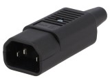 Conector alimentare AC C14 (E) tată 10A 250VAC pe cablu