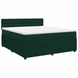 Cumpara ieftin Pat box spring cu saltea, verde inchis, 180x200 cm, catifea