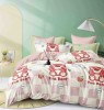 Lenjerie pat dublu,bumbac finet,6 piese,cearceaf cu elastic,roz cu ursuleti-A795, Jojo Home