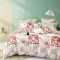 Lenjerie pat dublu,bumbac finet,6 piese,cearceaf cu elastic,roz cu ursuleti-A795