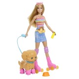 BARBIE PETS SET PAPUSA BARBIE CU PATINE CU ROTILE CATEL SI ACCESORII