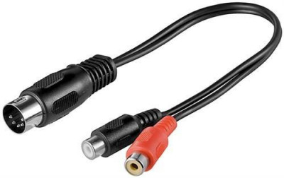 Cablu adaptor DIN tata 180 5 pini la 2x RCA mama 0.2m Goobay foto