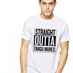 Tricou alb barbati - Straight Outta Targu Mures - L