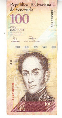 M1 - Bancnota foarte veche - Venezuela - 100 bolivares - 2011 foto