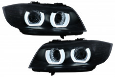 Faruri Xenon 3D U-Led Angel Eyes compatibil cu BMW Seria 3 E90 E91 cu AFS (2008-2011) Negru foto