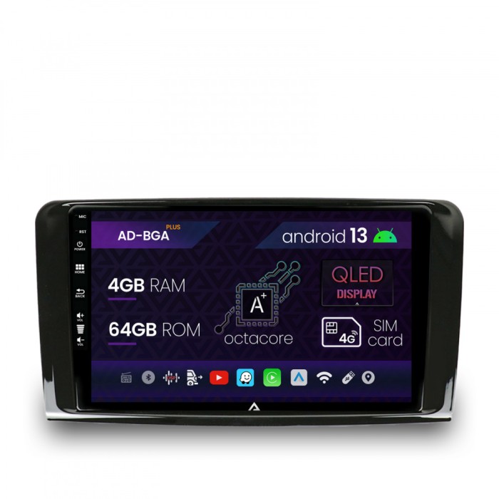 Navigatie Mercedes Benz ML W164 GL X164, Android 13, A-Octacore 4GB RAM + 64GB ROM, 9 Inch - AD-BGA9004+AD-BGRKIT405