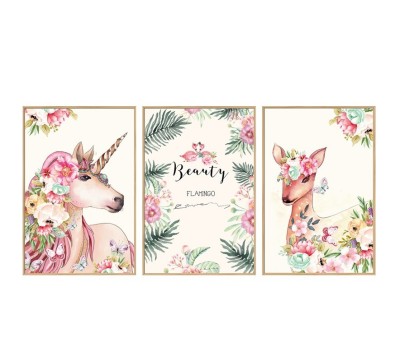 Sticker decorativ, Tablou flamingo, 93 cm, 791STK foto
