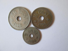 Lot 3 monede Romania:5,10,20 Bani 1906 foto