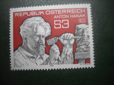 HOPCT TIMBRE MNH 751 SCULPTOR ANTON HANAK 1984 -1 VAL AUSTRIA foto