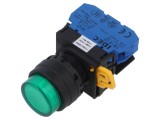 Comutator acţionat prin apăsare verde 22mm - 2 POZIŢII