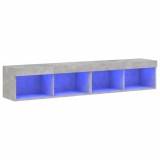 Cumpara ieftin Comode TV cu lumini LED, 2 buc., gri beton, 80x30x30 cm